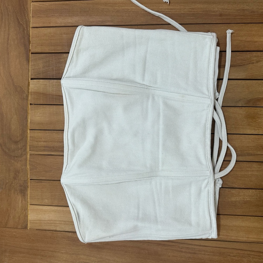 White Strapless Crop Top